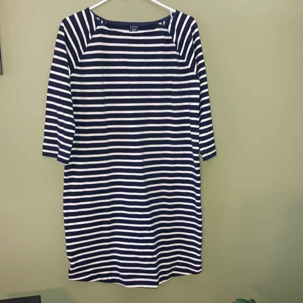 GAP Maternity Blue and White Bateau Neck Mini Dress